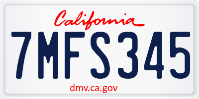 CA license plate 7MFS345