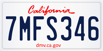 CA license plate 7MFS346