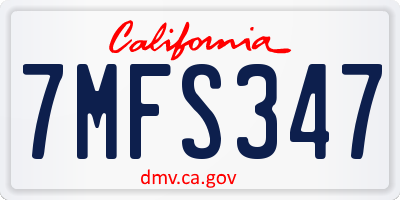 CA license plate 7MFS347