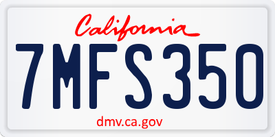 CA license plate 7MFS350
