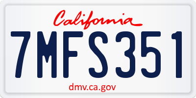 CA license plate 7MFS351