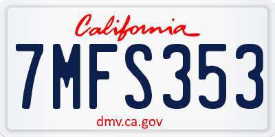 CA license plate 7MFS353