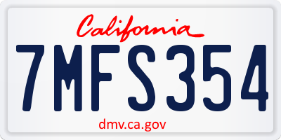 CA license plate 7MFS354