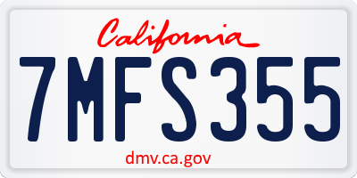 CA license plate 7MFS355