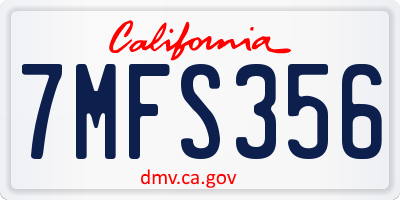 CA license plate 7MFS356