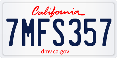 CA license plate 7MFS357