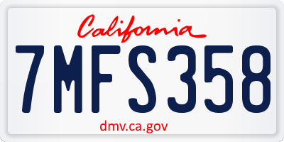 CA license plate 7MFS358