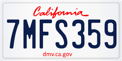 CA license plate 7MFS359