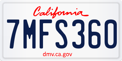 CA license plate 7MFS360