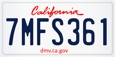 CA license plate 7MFS361