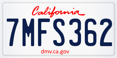 CA license plate 7MFS362