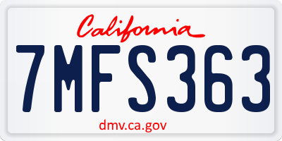 CA license plate 7MFS363