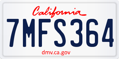CA license plate 7MFS364