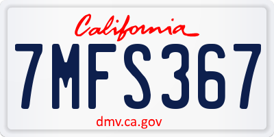 CA license plate 7MFS367