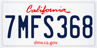 CA license plate 7MFS368