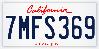 CA license plate 7MFS369