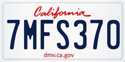 CA license plate 7MFS370