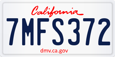 CA license plate 7MFS372