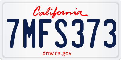 CA license plate 7MFS373