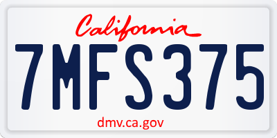 CA license plate 7MFS375