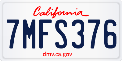 CA license plate 7MFS376