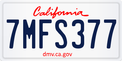 CA license plate 7MFS377
