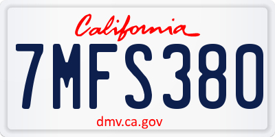 CA license plate 7MFS380