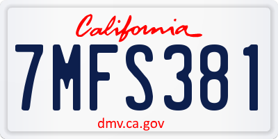 CA license plate 7MFS381