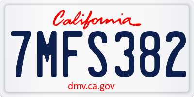 CA license plate 7MFS382