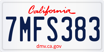 CA license plate 7MFS383