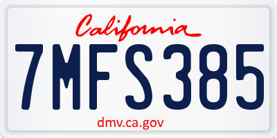 CA license plate 7MFS385