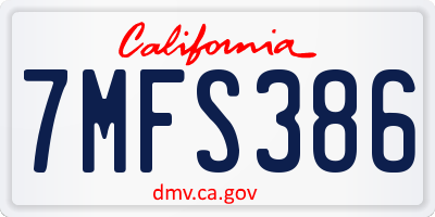 CA license plate 7MFS386