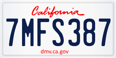 CA license plate 7MFS387
