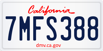 CA license plate 7MFS388