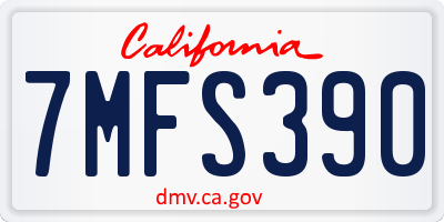 CA license plate 7MFS390