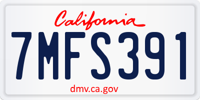 CA license plate 7MFS391