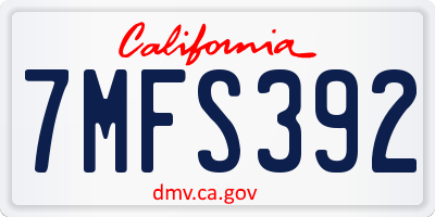 CA license plate 7MFS392