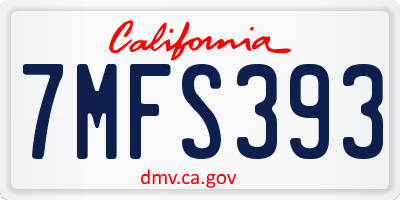 CA license plate 7MFS393