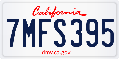 CA license plate 7MFS395
