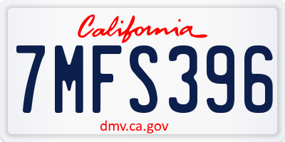 CA license plate 7MFS396