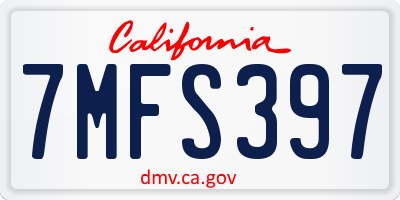 CA license plate 7MFS397