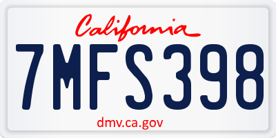 CA license plate 7MFS398