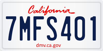 CA license plate 7MFS401