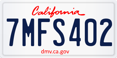 CA license plate 7MFS402