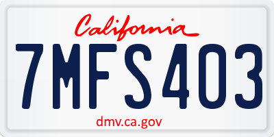 CA license plate 7MFS403