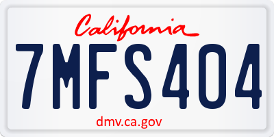 CA license plate 7MFS404