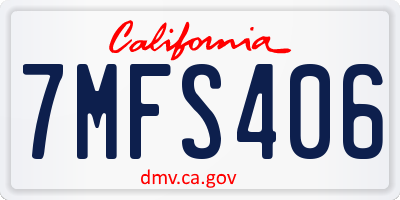 CA license plate 7MFS406