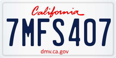 CA license plate 7MFS407