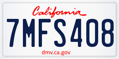 CA license plate 7MFS408
