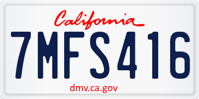 CA license plate 7MFS416